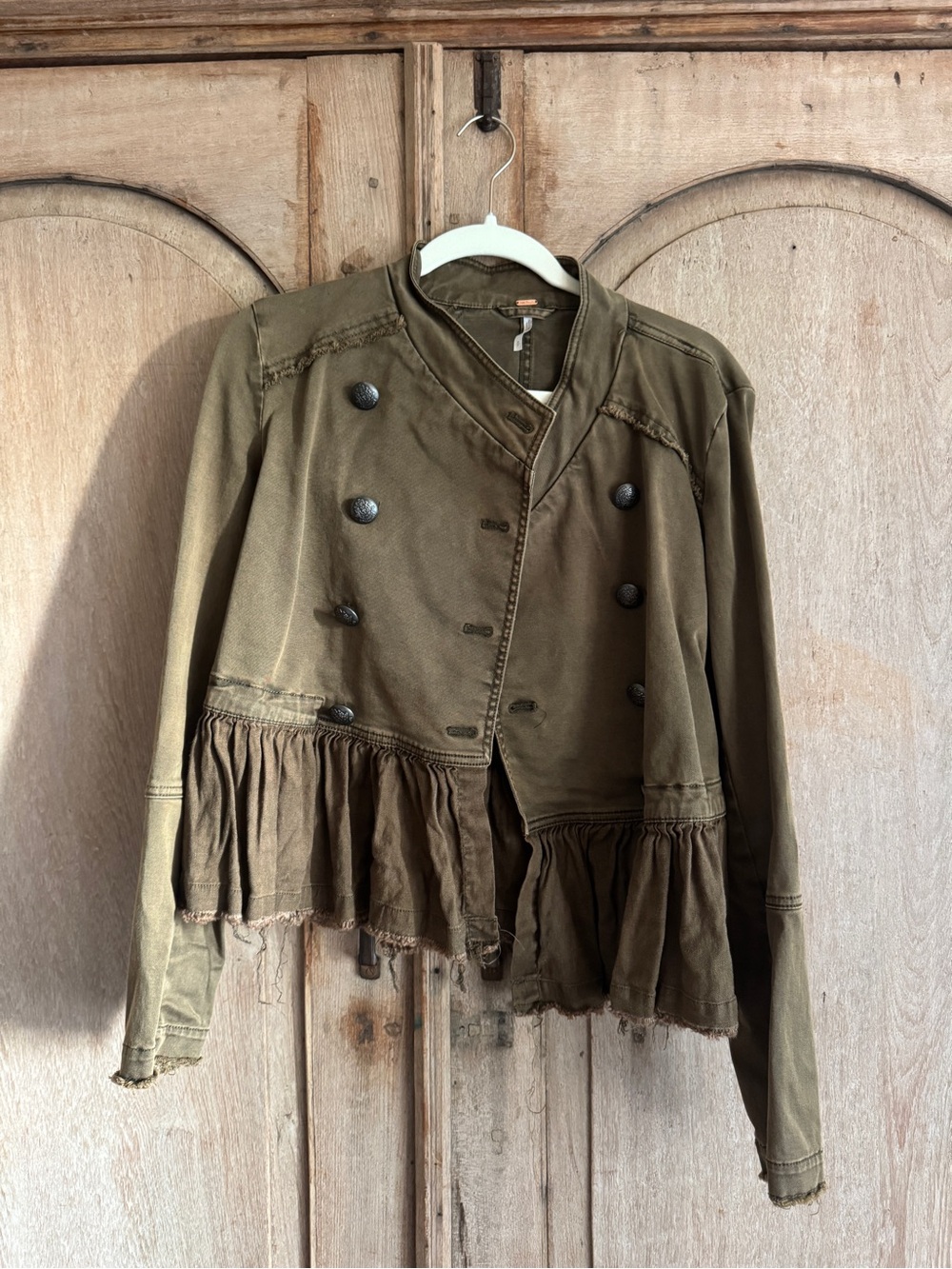Free People Olive Green Women's Peplum Military Jacket
